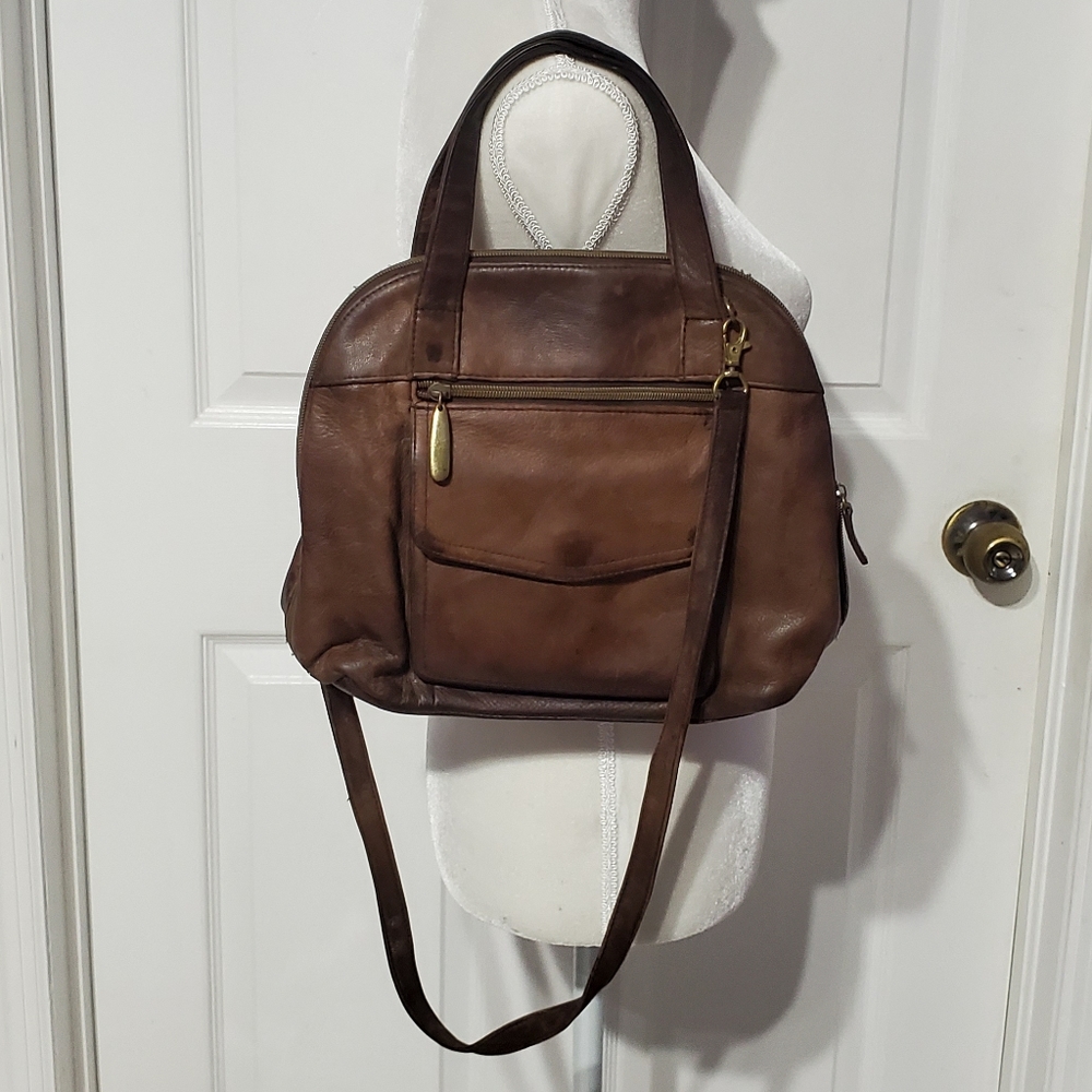 Valerie Stevens Vintage Brown Leather Shoulder Bag